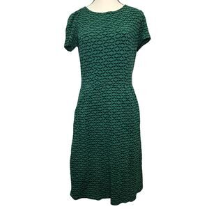 Boden Green Navy Print Short Sleeve Cotton Dress Size 4R